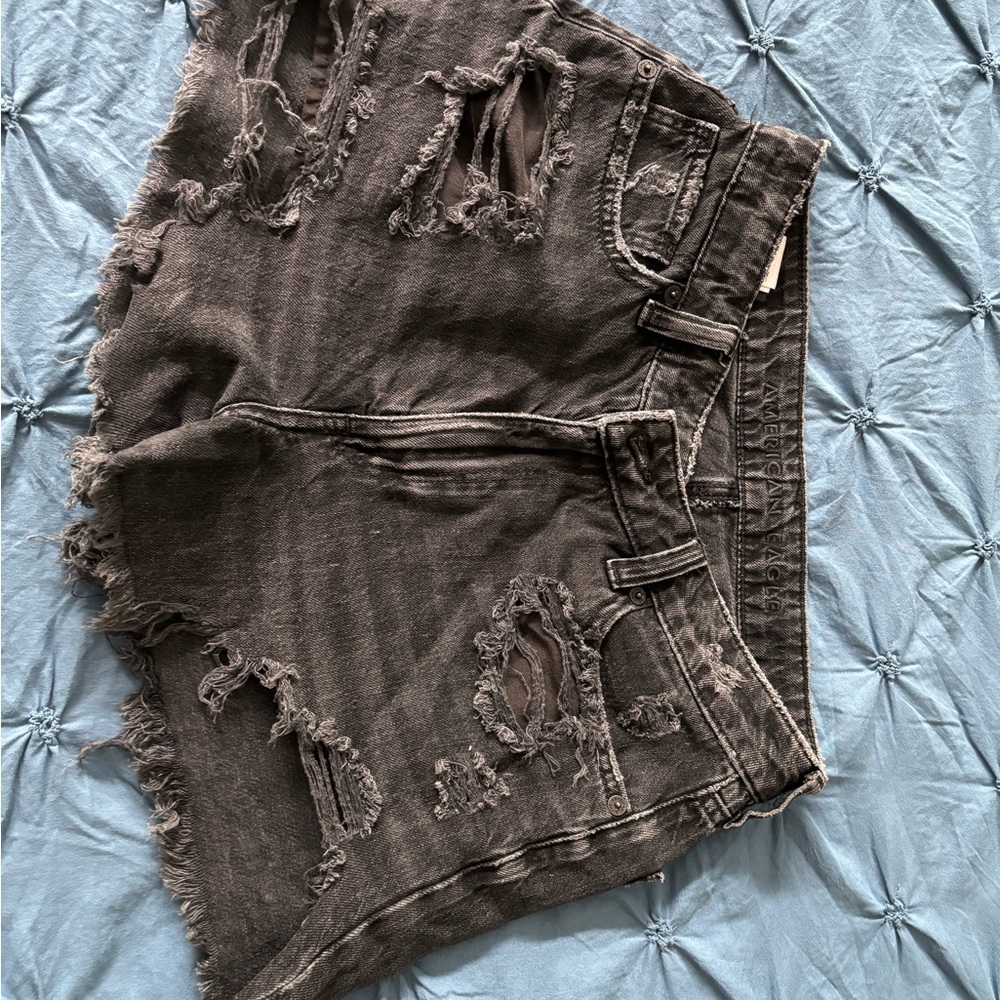 American Eagle Outfitters Black Distressed Jean Shorts